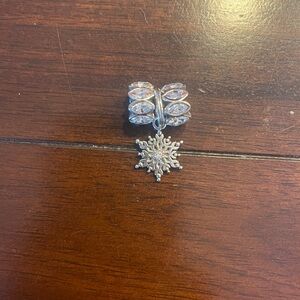Set of 3 Brighton charms 2 sparkly Navette spacers & 1 silver snowflake charm